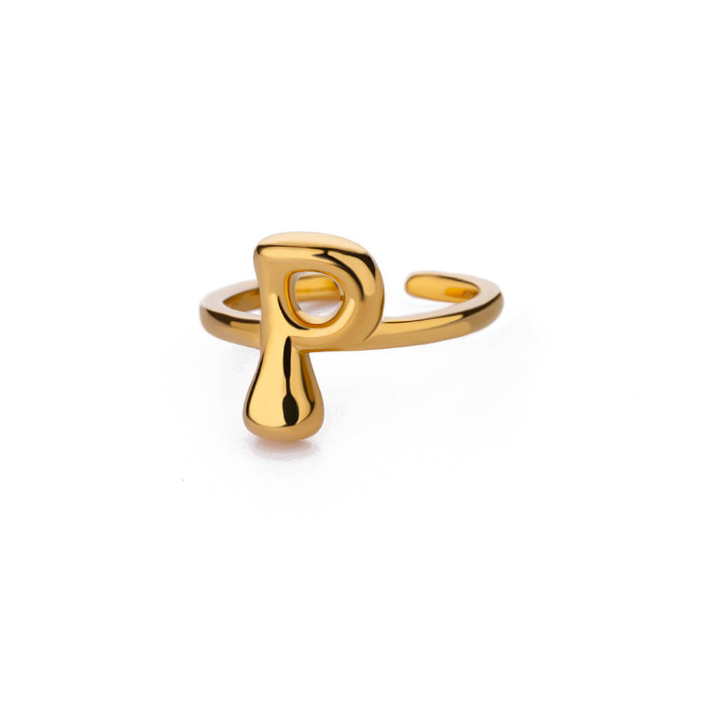 Cute Bubble Letters Ring Gold 18K Gold Plated Ring