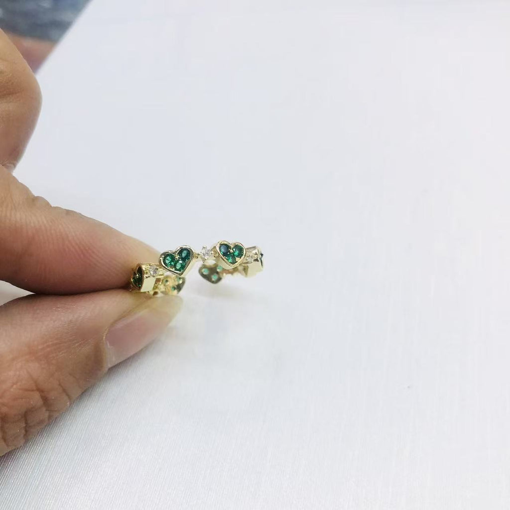 Personalized Copper Heart-shaped Ring With Zircon Accents And An Open Design