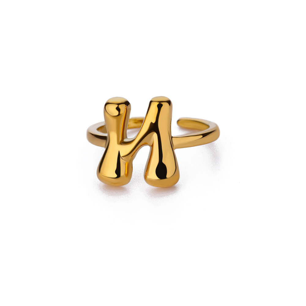 Cute Bubble Letters Ring Gold 18K Gold Plated Ring
