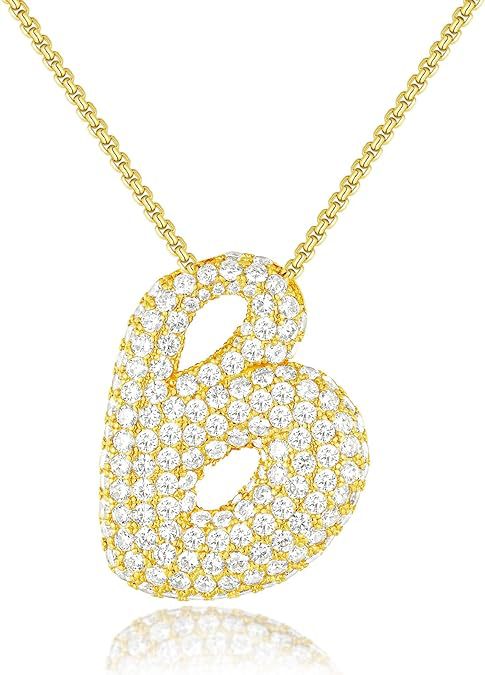 Personalized Elegant Letter Necklace – Brass & Zircon