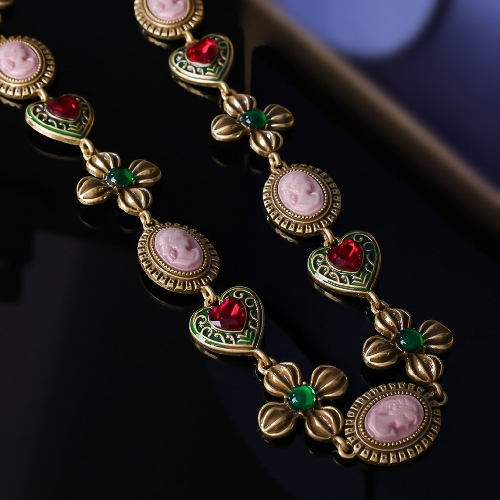 Love Portrait Versatile Earrings Necklace Personalized Retro Jewelry Set