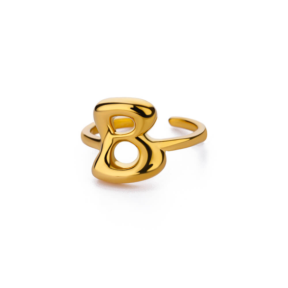 Cute Bubble Letters Ring Gold 18K Gold Plated Ring