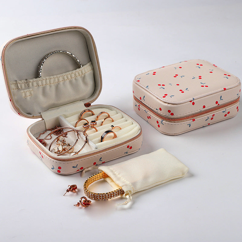 Portable Earrings Ring Jewelry Leather Jewelry Storage Case