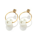 Gold-plated Retro Style Geometric Pearl Earrings