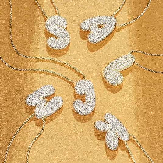 Personalized Elegant Letter Necklace – Brass & Zircon