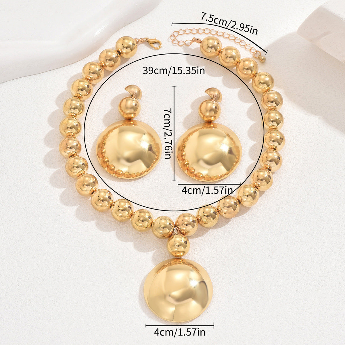 Golden Halo Statement Jewelry Set – Necklace with Matching Earrings