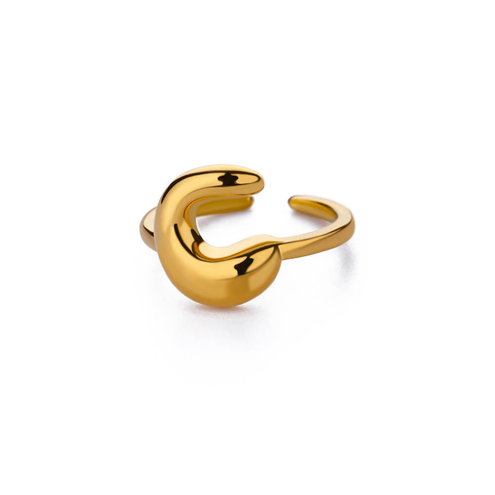 Cute Bubble Letters Ring Gold 18K Gold Plated Ring