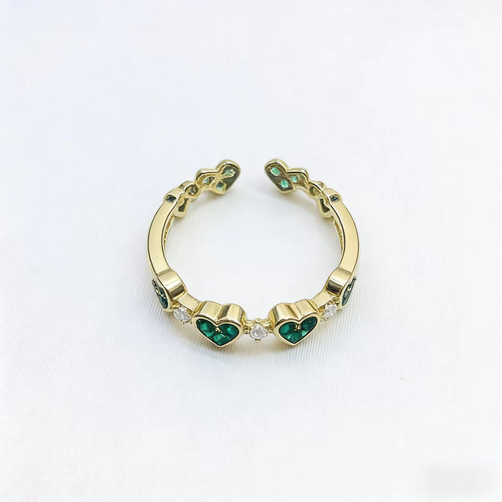 Personalized Copper Heart-shaped Ring With Zircon Accents And An Open Design