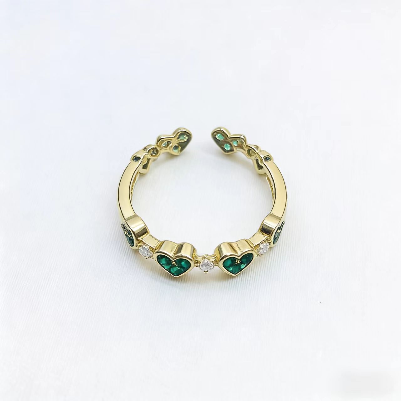 Personalized Copper Heart-shaped Ring With Zircon Accents And An Open Design