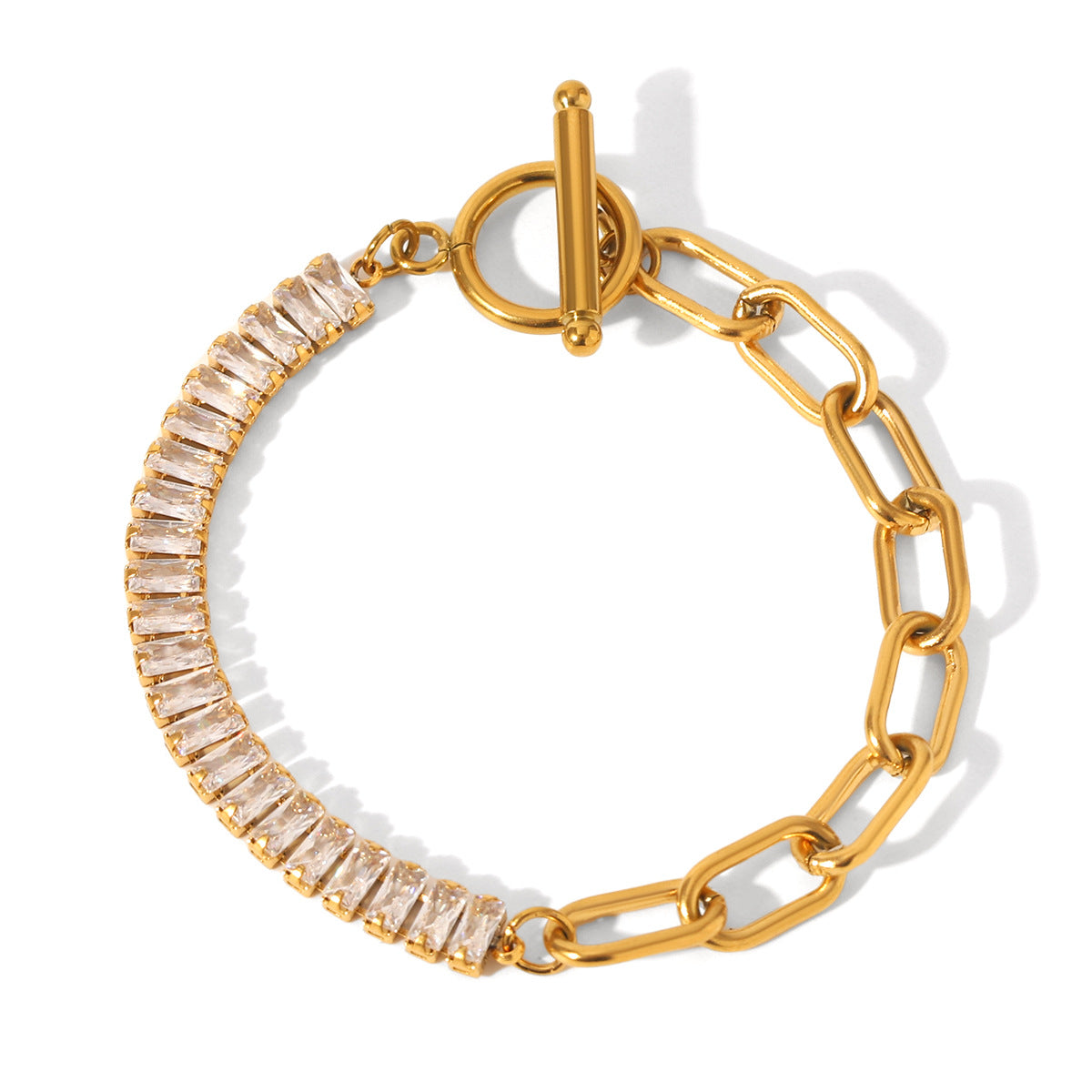 Elegant Geometric Zircon Bracelet – Stainless Steel Jewelry for Women