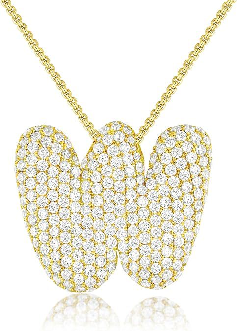 Personalized Elegant Letter Necklace – Brass & Zircon