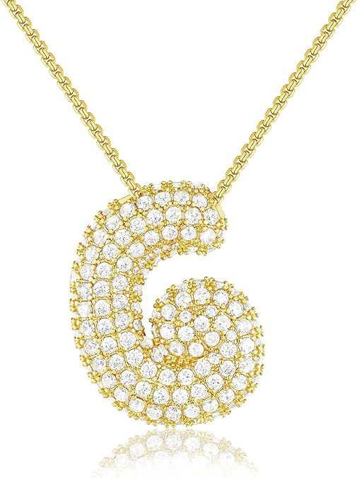 Personalized Elegant Letter Necklace – Brass & Zircon