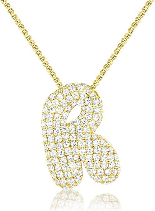 Personalized Elegant Letter Necklace – Brass & Zircon