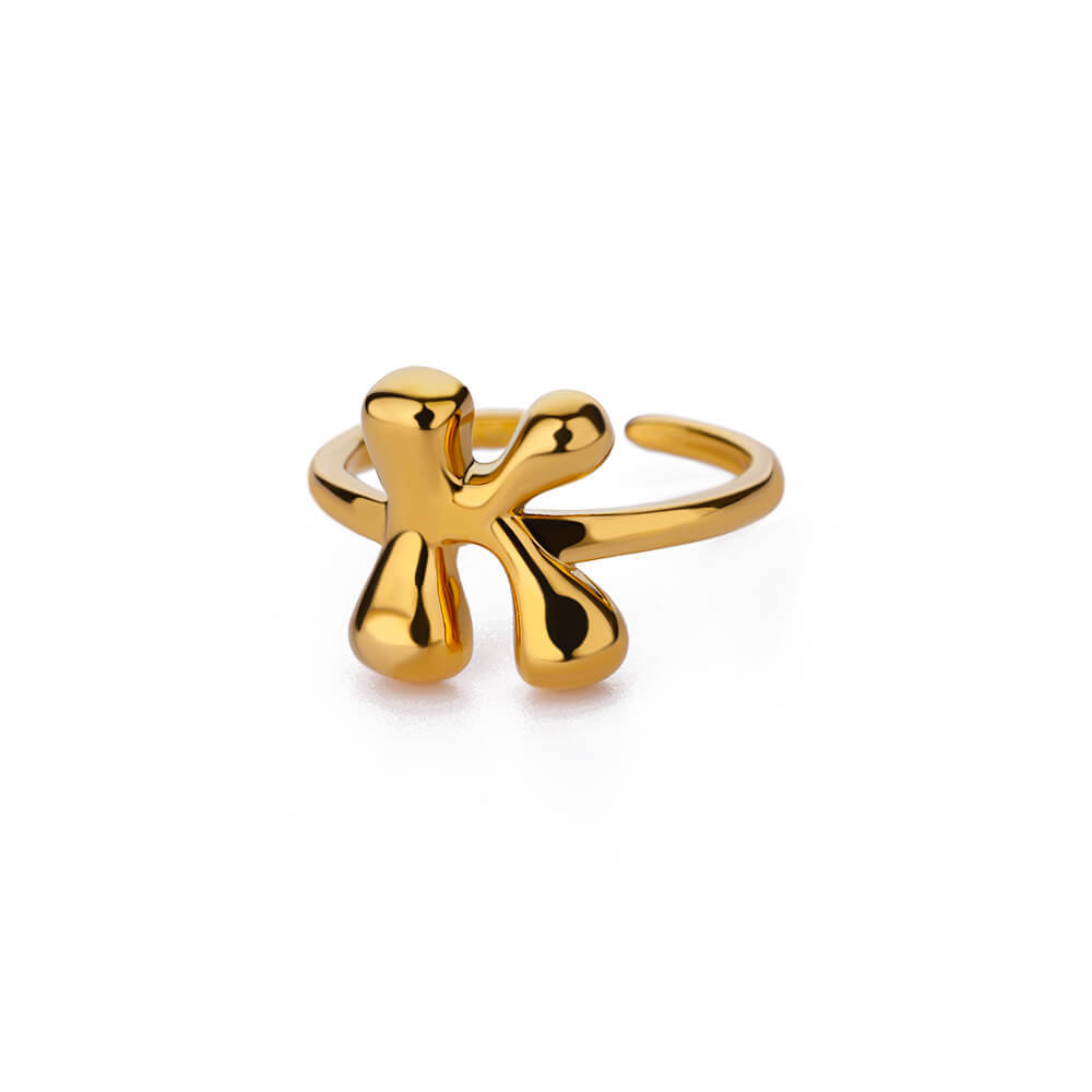 Cute Bubble Letters Ring Gold 18K Gold Plated Ring