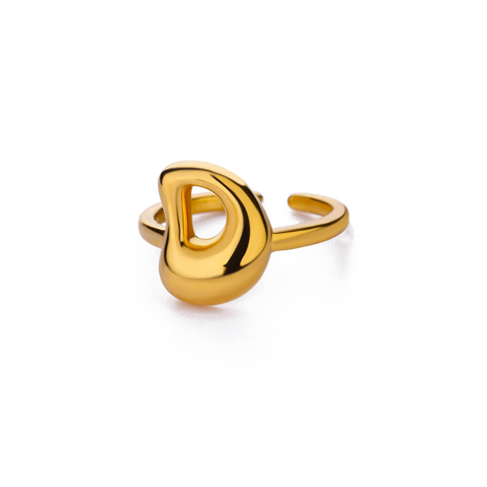 Cute Bubble Letters Ring Gold 18K Gold Plated Ring