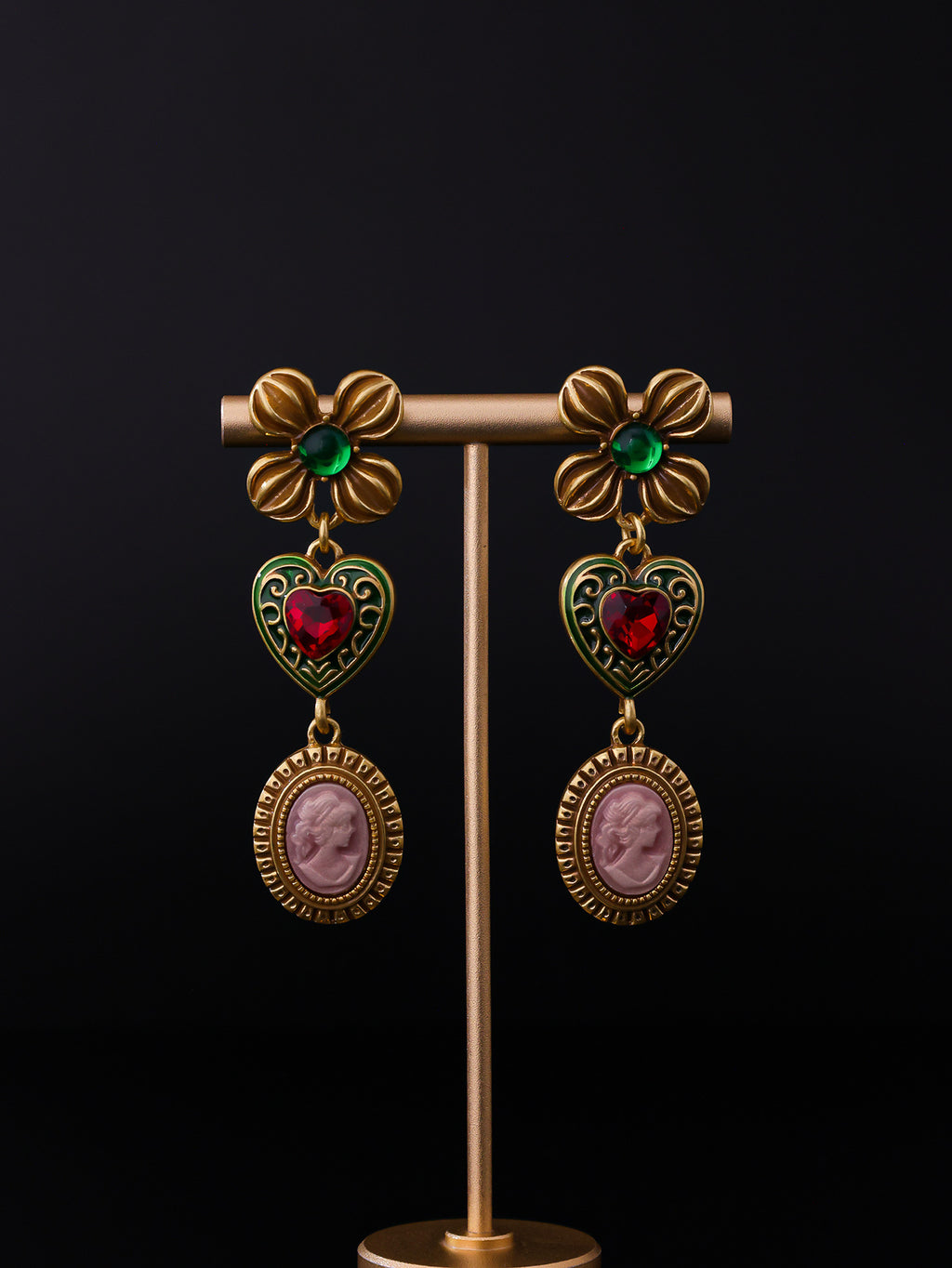 Love Portrait Versatile Earrings Necklace Personalized Retro Jewelry Set