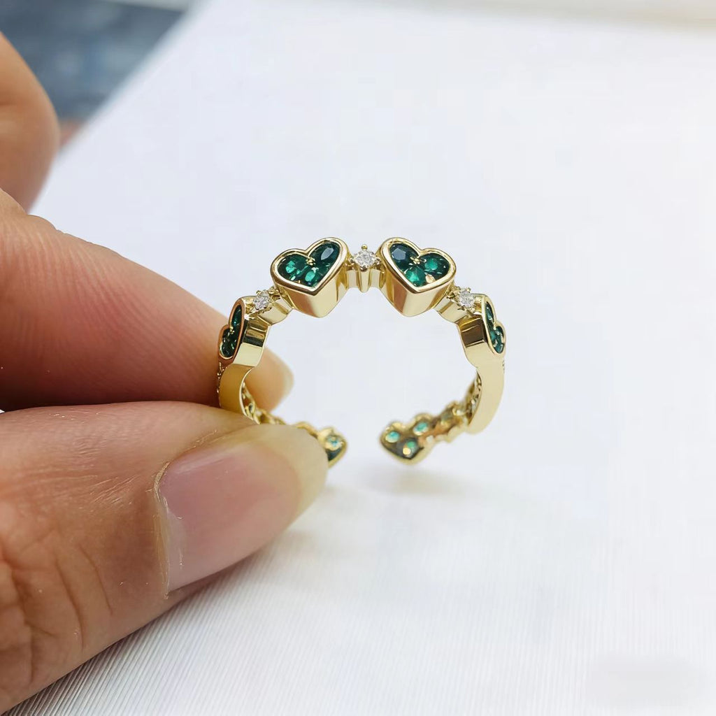 Personalized Copper Heart-shaped Ring With Zircon Accents And An Open Design