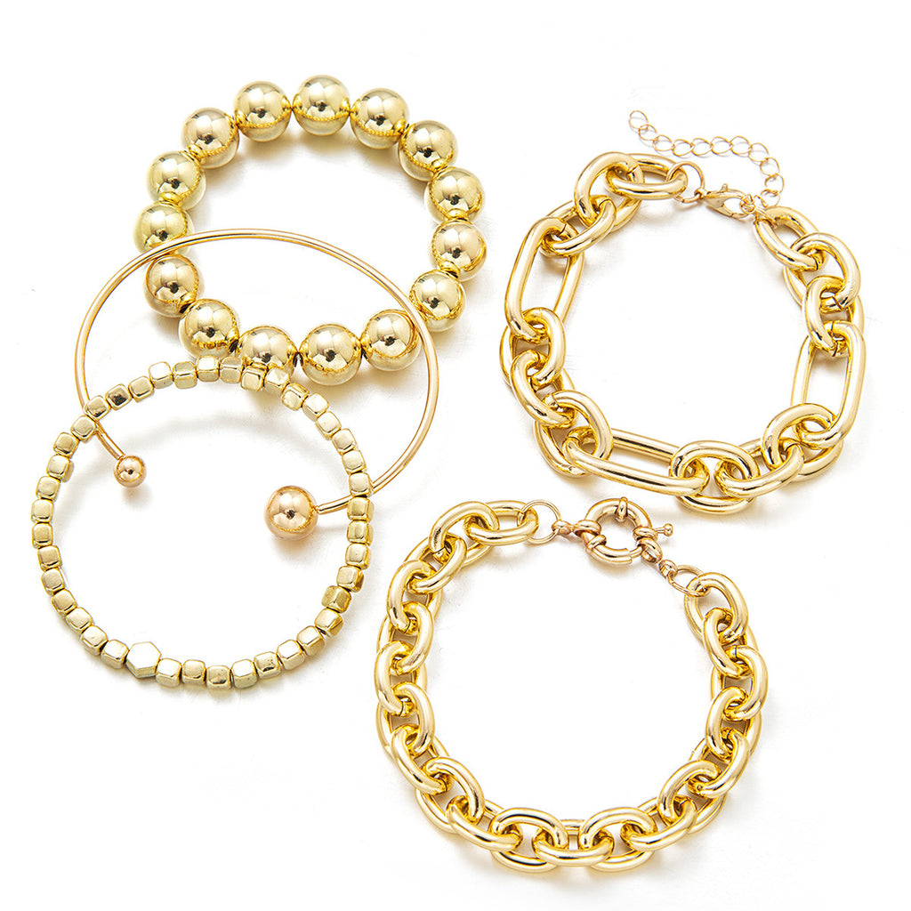 Multi-Layer Gold Bracelet Stack