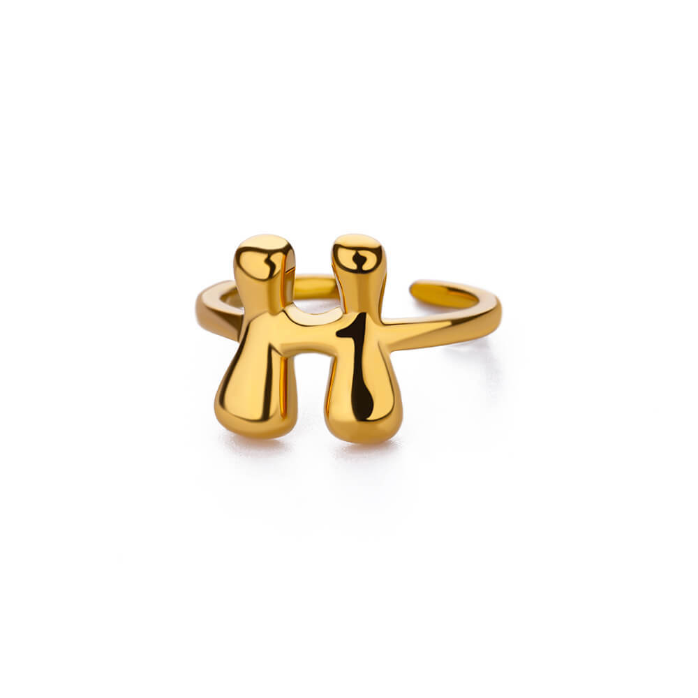 Cute Bubble Letters Ring Gold 18K Gold Plated Ring