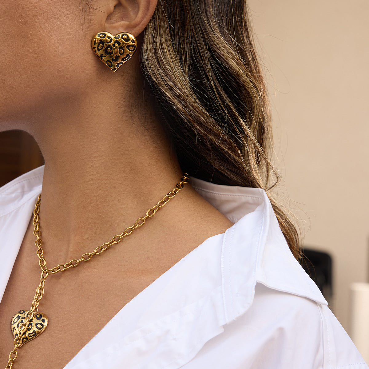 Womens Affectionate Necklace Accessory Light-Luxury Oil-Drop Earrings