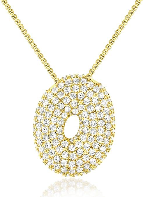 Personalized Elegant Letter Necklace – Brass & Zircon