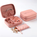 Portable Earrings Ring Jewelry Leather Jewelry Storage Case