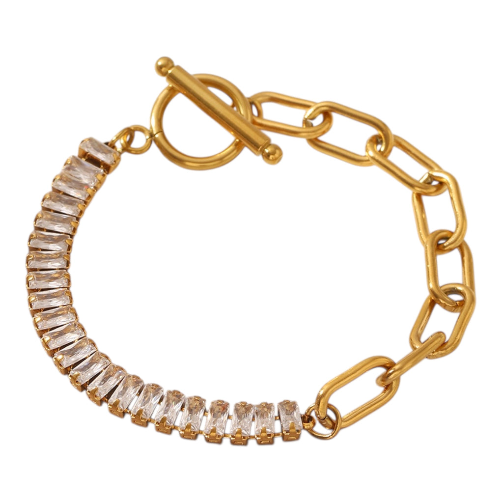 Elegant Geometric Zircon Bracelet – Stainless Steel Jewelry for Women
