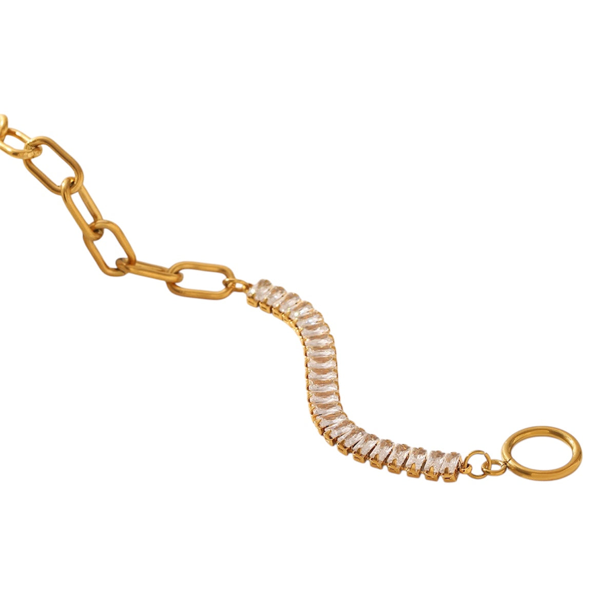 Elegant Geometric Zircon Bracelet – Stainless Steel Jewelry for Women