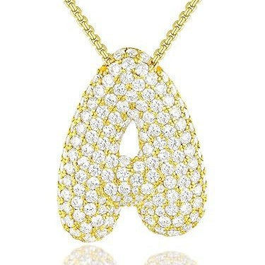 Personalized Elegant Letter Necklace – Brass & Zircon