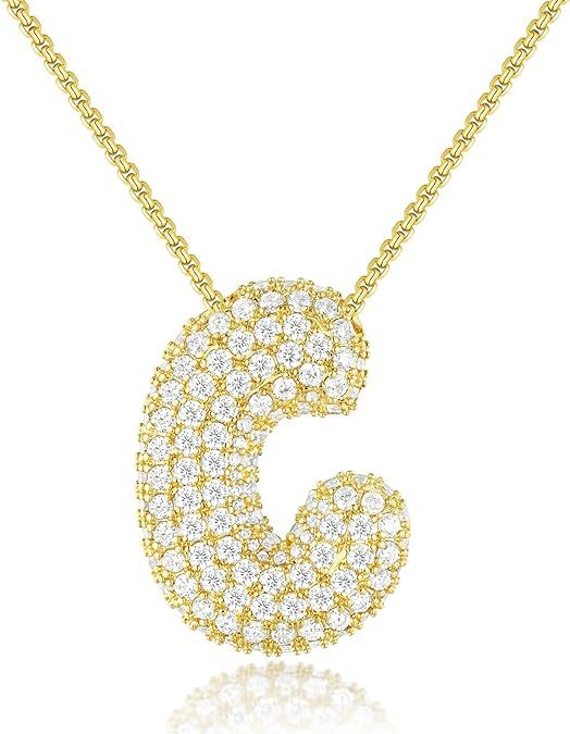 Personalized Elegant Letter Necklace – Brass & Zircon