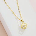 Geometric Hollow Square Zircon Rose Gold Minimalist Necklace