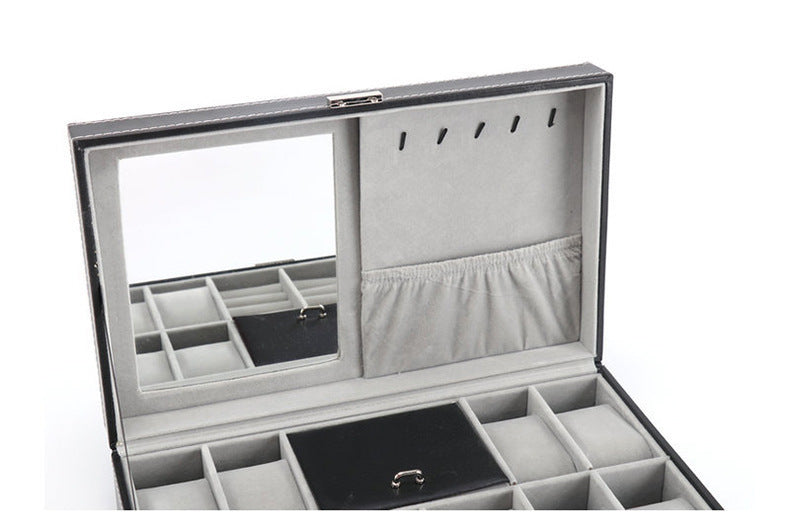 Leather Position Watch Case 2 Case Jewelry Necklace