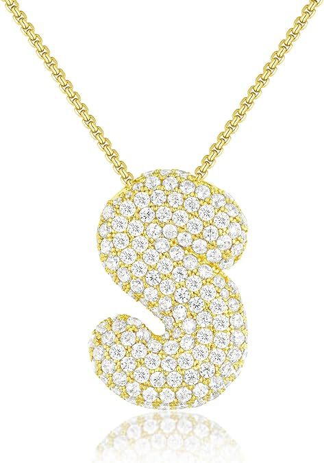 Personalized Elegant Letter Necklace – Brass & Zircon