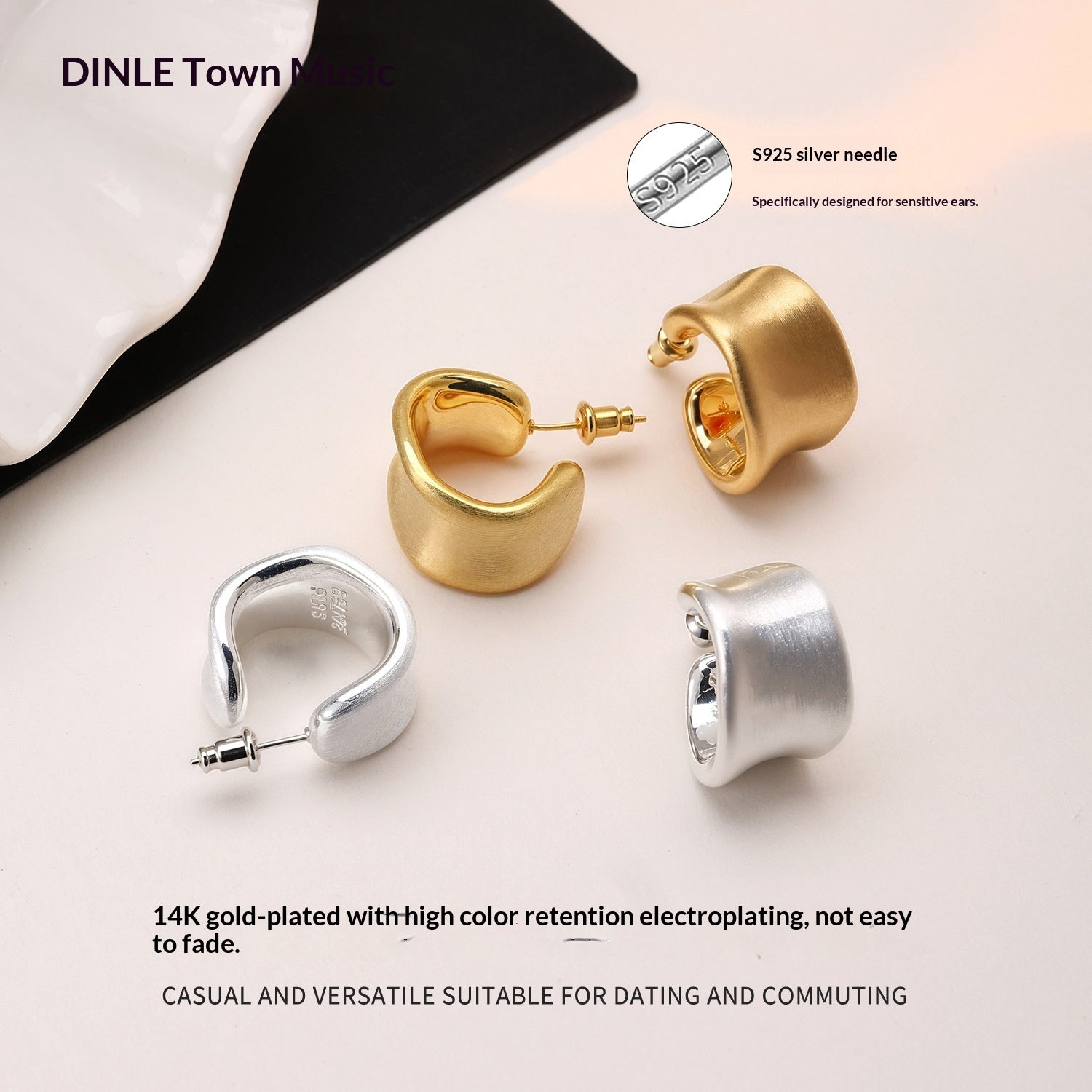 Simple Retro Design Womens Alloy Hoop Earrings