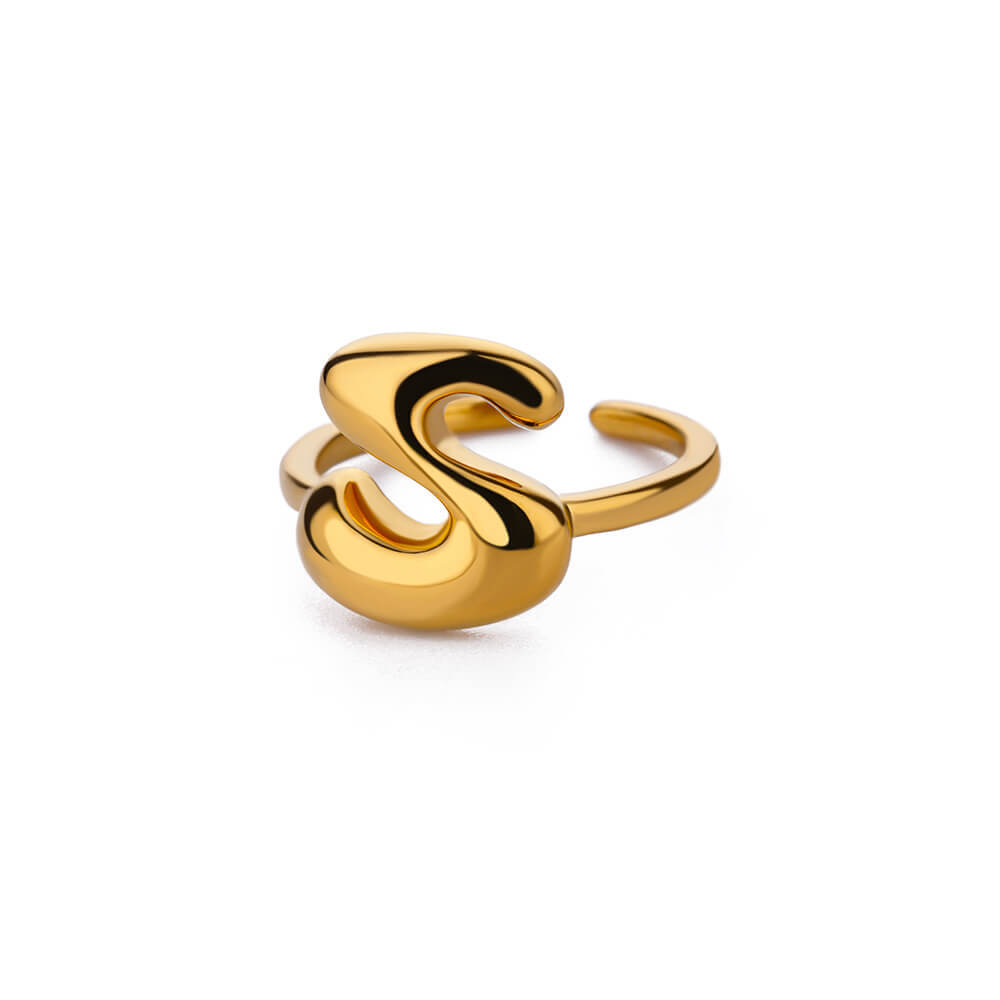 Cute Bubble Letters Ring Gold 18K Gold Plated Ring