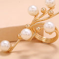 1PC Fashion Trendy Pearl Geometric Ring - Bold Unique Creative Gold Band Ring