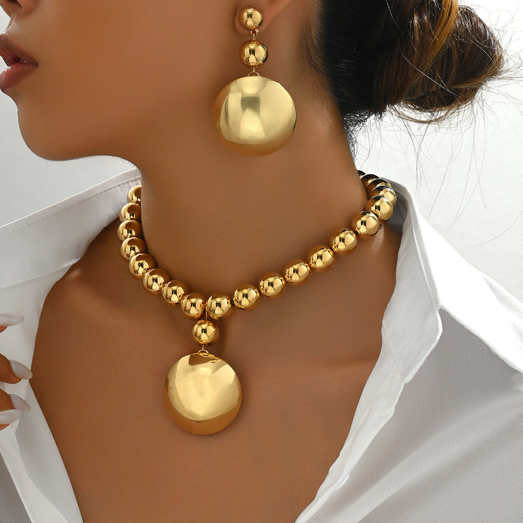Golden Halo Statement Jewelry Set – Necklace with Matching Earrings