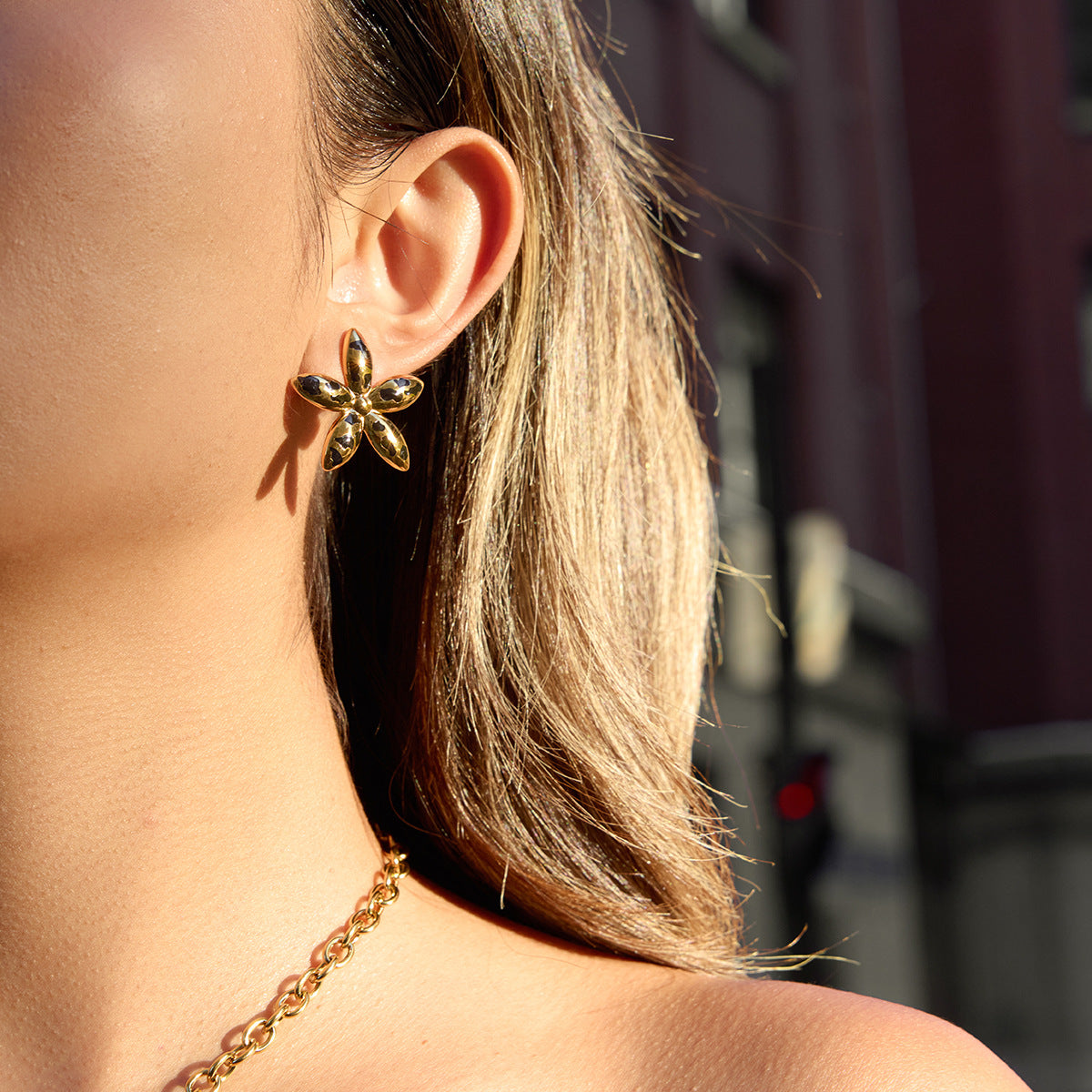 Leopard-Print Floral Statement Earrings In Dripping Oil Style Made Of Stainless Steel