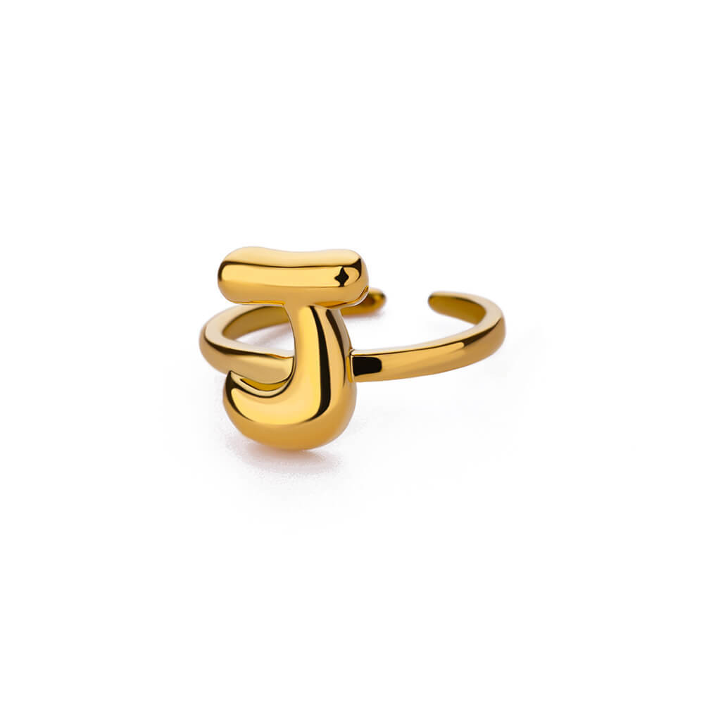 Cute Bubble Letters Ring Gold 18K Gold Plated Ring