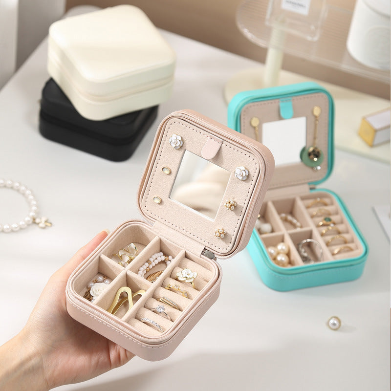 Jewelry Box Travel Portable With Mirror Ornament