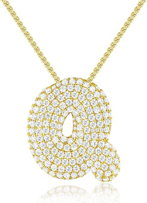 Personalized Elegant Letter Necklace – Brass & Zircon