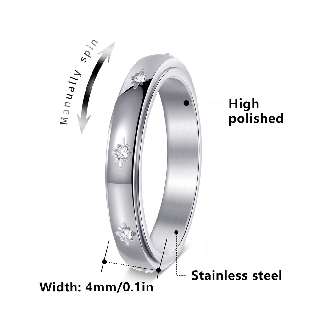 Amaní · Diamond Studded Geometric Rotating Ring