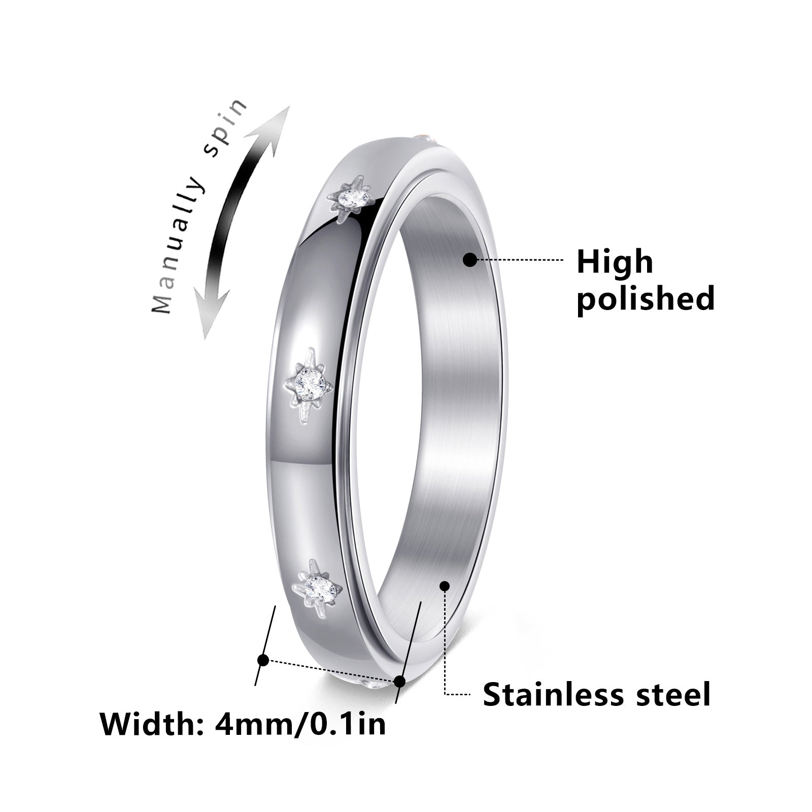 Amaní · Diamond Studded Geometric Rotating Ring