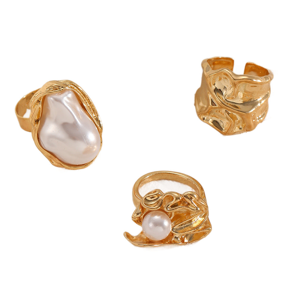 Pearl Open Ring Women's Exaggeration And Niche